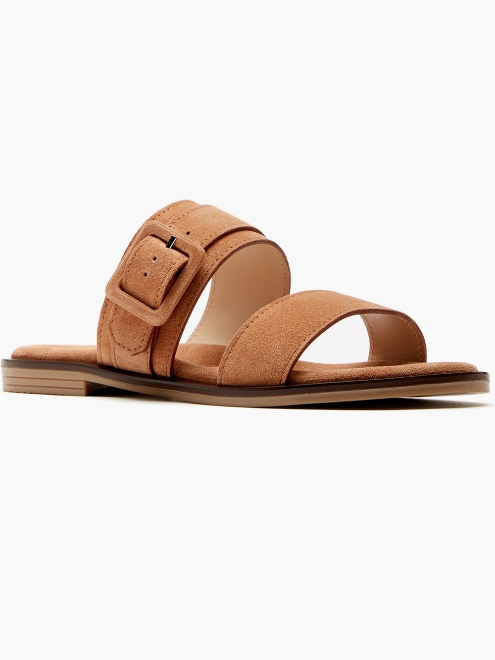 La Canadienne Fennix buckle slide sandal Brick suede